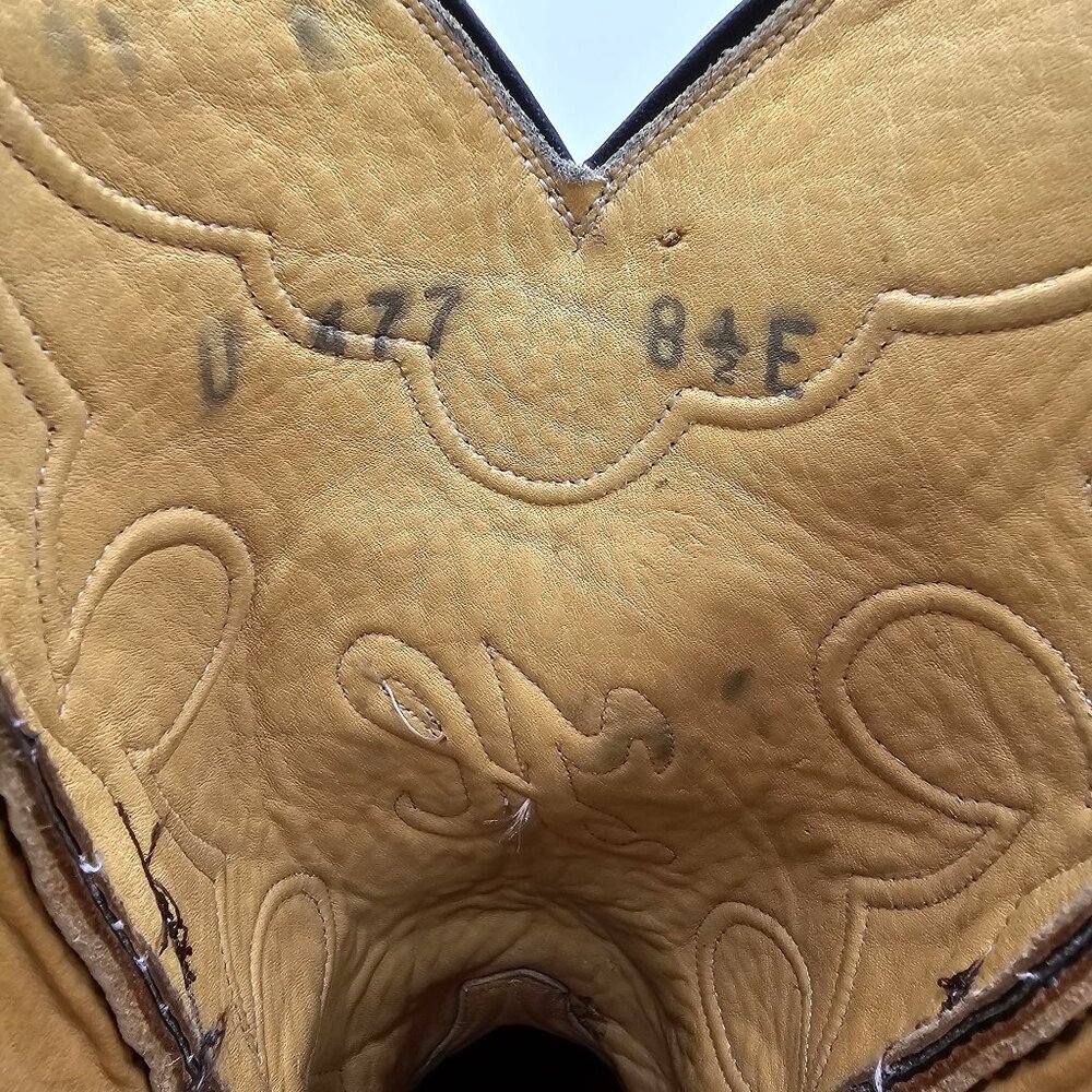 Custom Caiman Belly Cowboy Boots Mens 8.5E Brown Cherry 1 Pc Vamp Texas Western - Picture 8 of 16